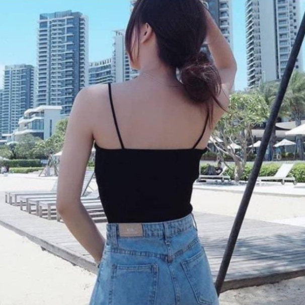 Áo hai dây nữ MADELA dáng croptop ôm body Cotton cao cấp, Áo thun croptop 2 dây nữ nữ ôm vải