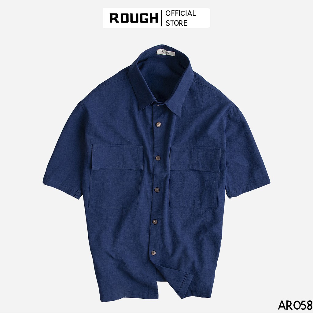 Áo Đũi Nam Sơ Mi Cổ Bẻ ROUGH Dáng Cộc Tay Linen Basic Túi Hộp Trẻ Trung | BigBuy360 - bigbuy360.vn