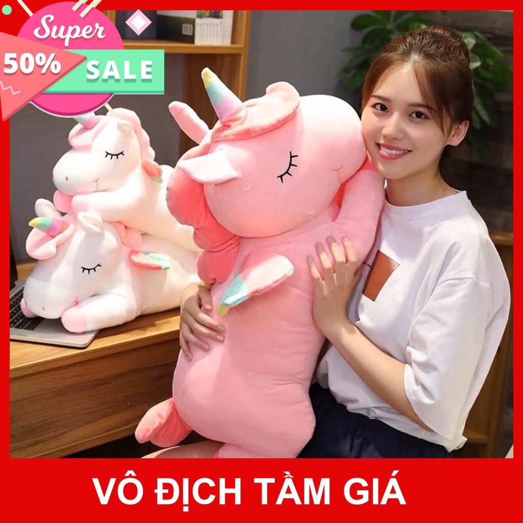 Gối ôm gấu bông kỳ lân size 60cm, 80cm hàng cao cấp