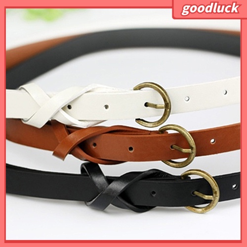 Thắt lưng nữ bản hẹp giả da kiểu dáng đơn giản cổ điển