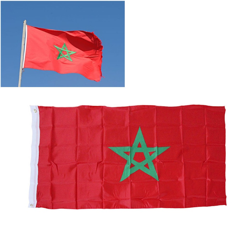 Cờ Morocco Bằng Polyester Dùng Trang Trí Ngày Hoặc Sử Dụng Hàng Ngày