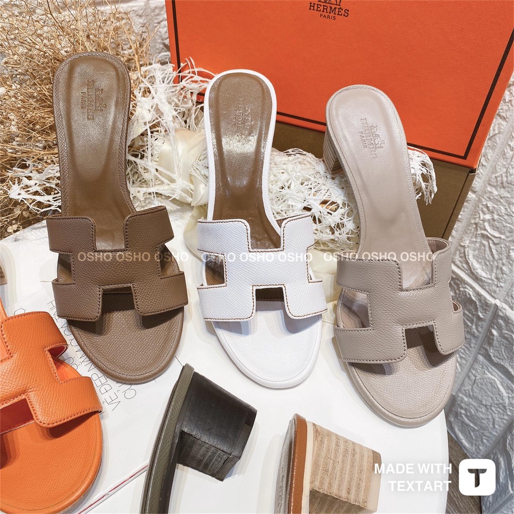 Guốc HƠ MEC gót vuông sang chảnh 5cm OSHO, chất da lì mềm, phom chuẩn ôm chân, full bill thẻ túi hộp xốp