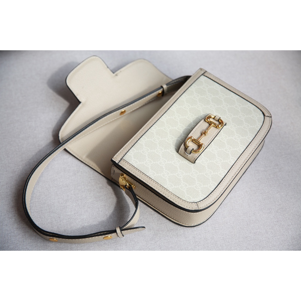 Túi Xách Nữ Horsebit 1955 Size 25 Cao Cấp Màu Tráng Có 2 Hộp