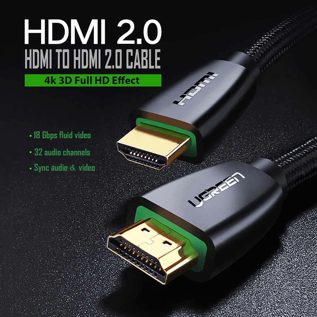 Cáp HDMI 2.0 Sợi Bện Lưới Cao Cấp | UGREEN 40411 Chính Hãng | Dài 3M