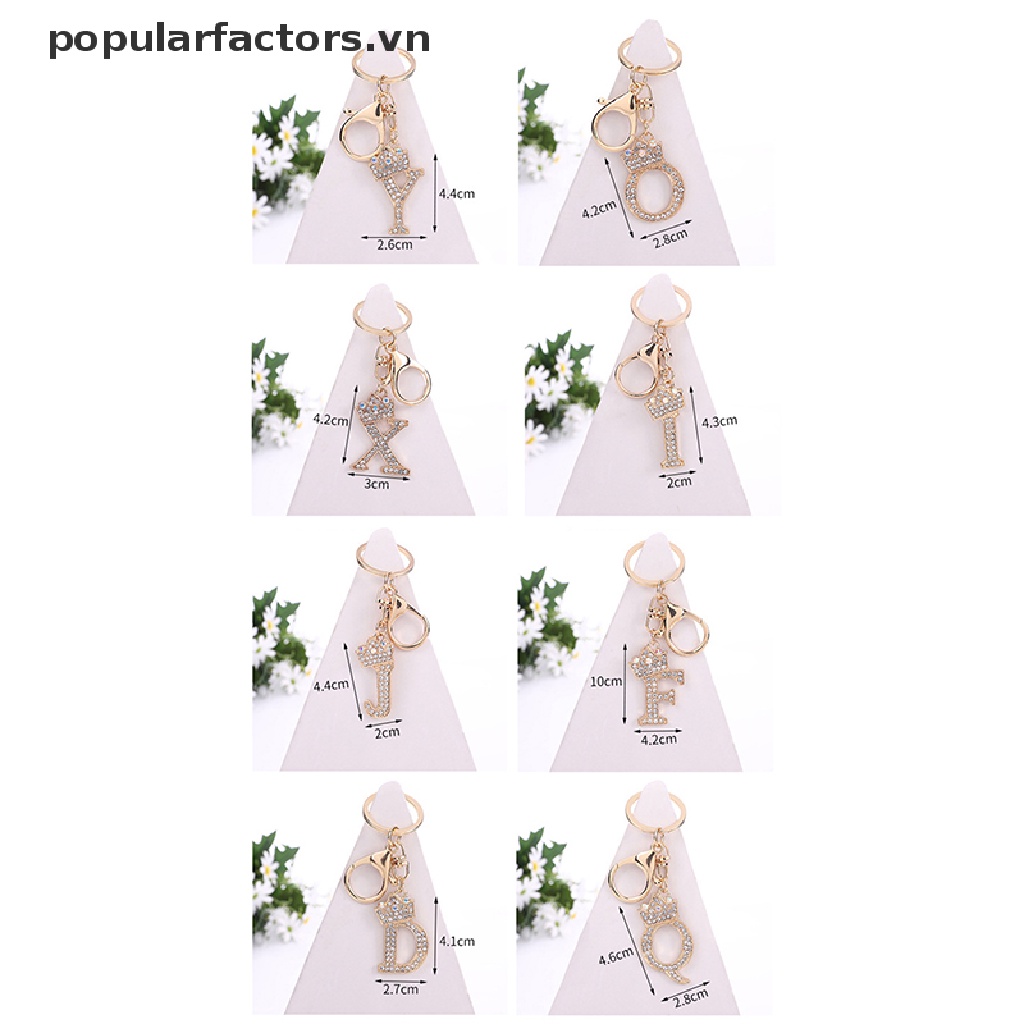 Móc Khóa Hình Vương Miện 26 Chữ Cái Đính Đá Pha Lê Thời Trang