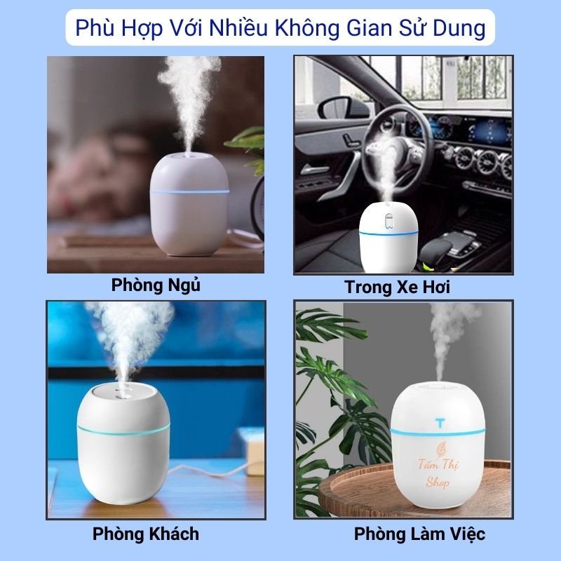 Máy Xông Tinh Dầu Mini Phun Sương Khuếch Tán Tinh Dầu Tỏa Hương Thơm Dùng Cho Phòng Ngủ Và Trong Xe Hơi