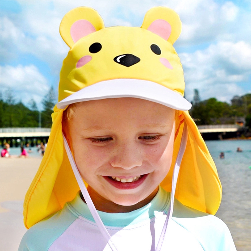 Ready Stock Kids Baby Beachwear Cap Cute Cartoon Sun-brimmed Hat Boy Bear Baseball Cap Girls Kitty Bunny Hats UV Sun Safe