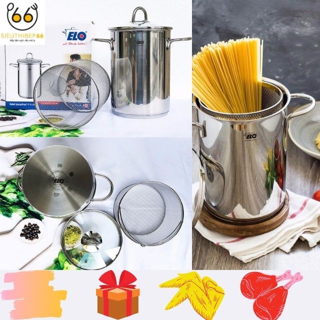 [Giá Hấp Dẫn] Nồi Luộc Giỏ Trần Thân Cao Rubin Spargeltopf 16cm, Xoong Inox Vung Kính Sang Trọng, Dung Tích 4.4 Lít