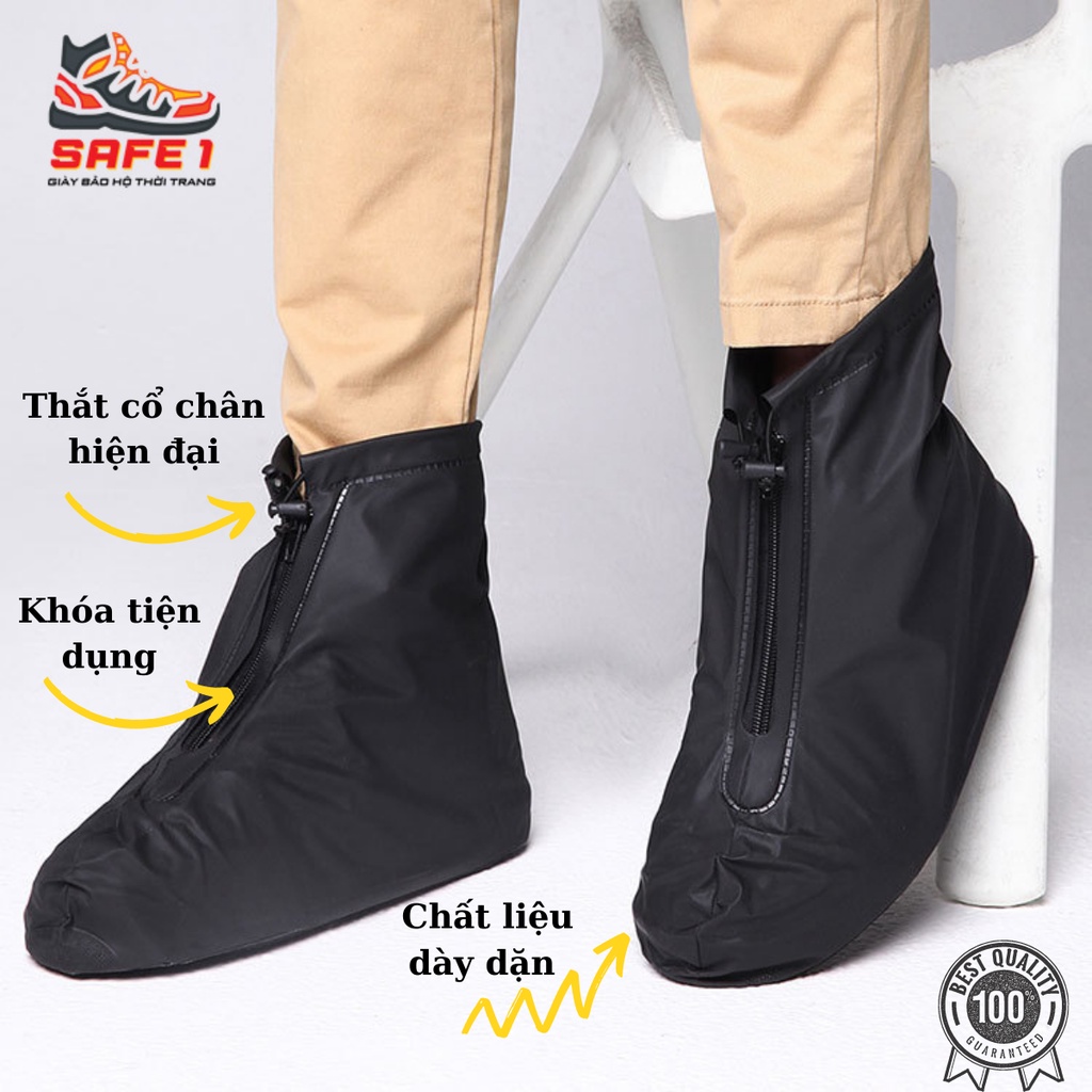 Bao giày đi mưa cổ lỡ PVC dày dặn có khóa, chống nước, chống thấm, chống trơn trượt. Ủng bọc giày đi mưa có khóa