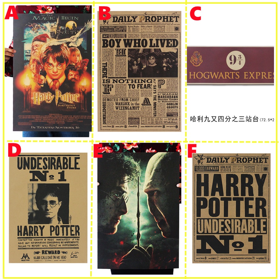 Giấy Áp Phích Trang Trí Quán Cà Phê Hình harry potter insignia death