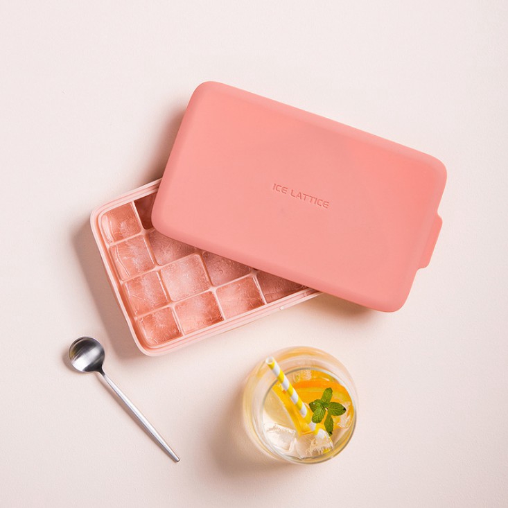 Khuôn tự làm đá viên SWEEJAR bằng silicon 24 ngăn có nắp đậy tiện dụng