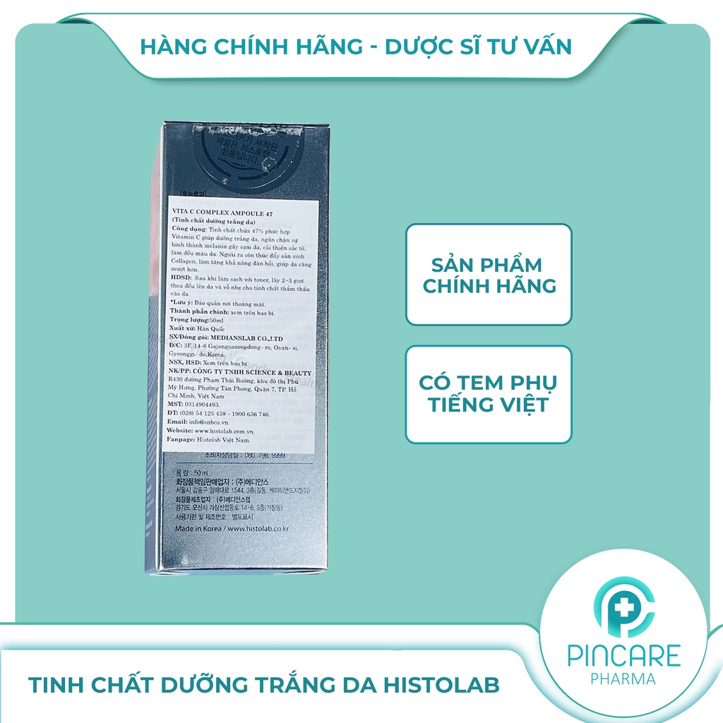 Tinh chất dưỡng trắng da Histolab Vita C Complex Ampoule 47% - Hàng chính hãng - Nhà thuốc PinCare