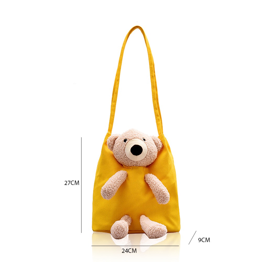 Túi tote vải gắn gấu bông kute phong cách trẻ trung - TXN48