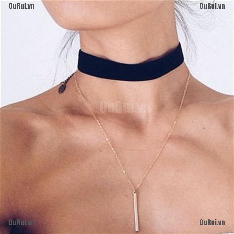 Vòng Cổ Choker Dây Nhung Đen Phong Cách Gothic Thời Trang