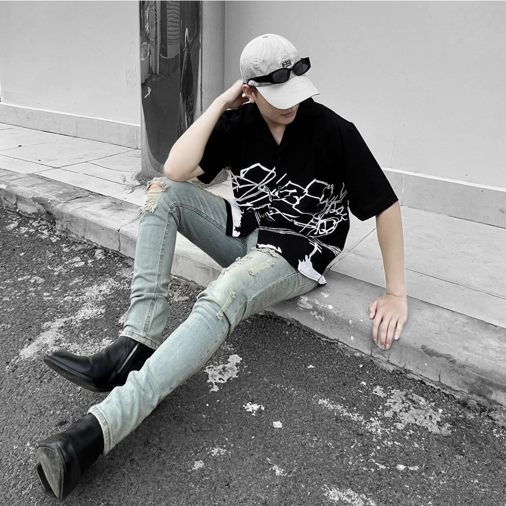 Quần jean skinny xanh rách kiểu  (QJ23)