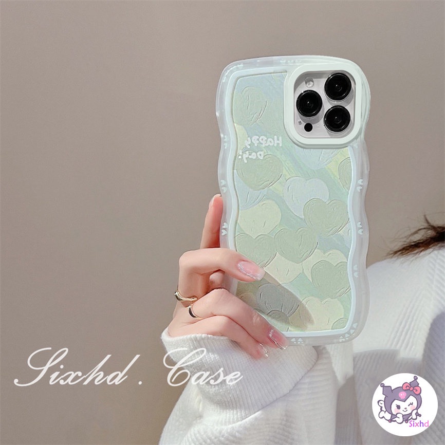 Ốp Lưng Điện Thoại cho iPhone 14 13 12 11 Pro Max SE2020 X XR Xs Max 7 8 6 6s Plus sixhd Ốp Điện Thoại Mềm Họa Tiết Trái Tim Màu Xanh Lá Cho