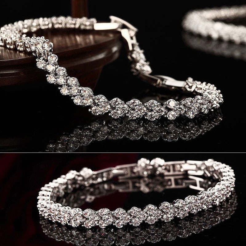 Vòng Tay Đính Đá Zircon Đơn Giản Thời Trang Sang Trọng Cho Nữ