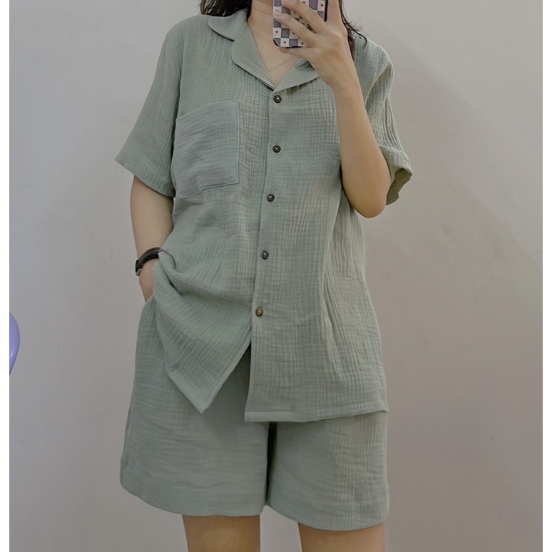 Bộ pyjama đùi muslin