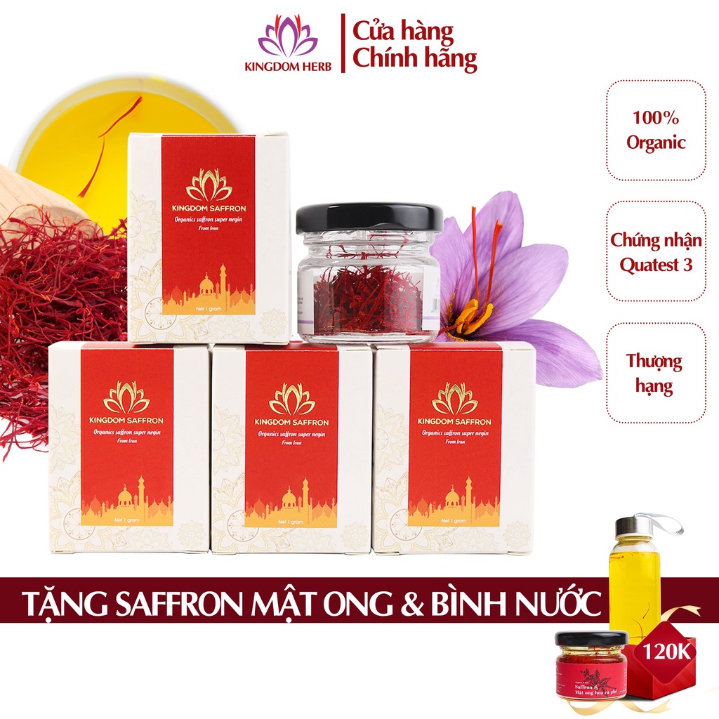 Combo saffron nhụy hoa nghệ tây Kingdom Herb chính hãng thượng hạng 1g x 4 hộp