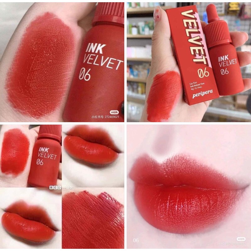 { CHÍNH HÃNG} Son kem lì Peripera Ink Velvet Tint 2019 màu 06 Prudy Red – Đỏ tươi