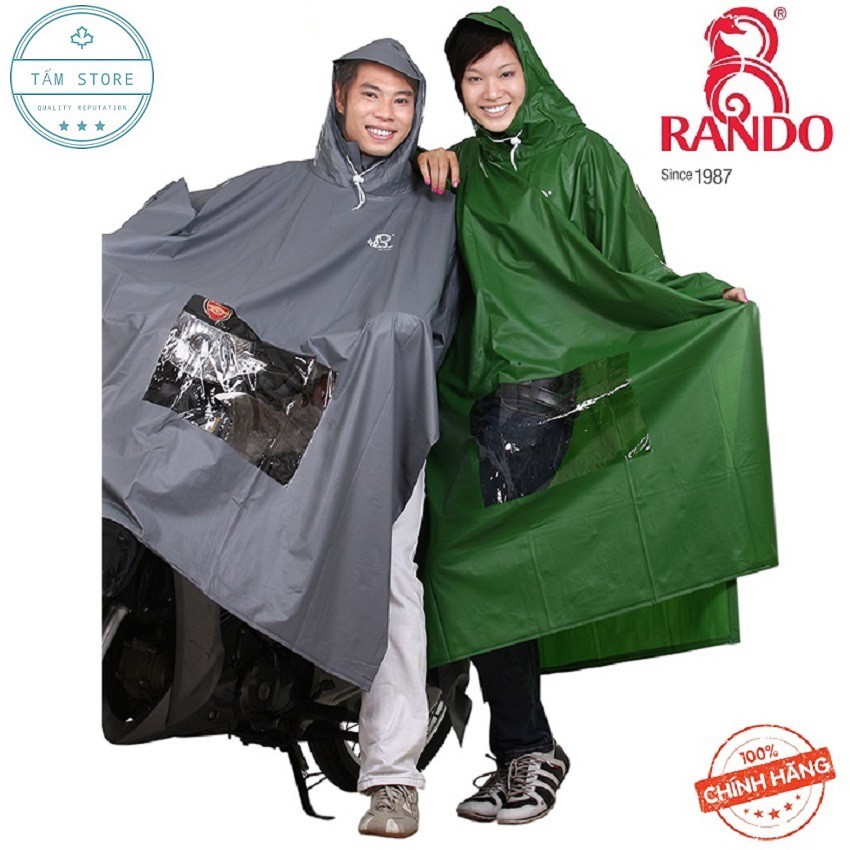 [THÔNG DỤNG] Áo mưa Rando Poncho cổ rùa trơn có kiếng (APPS02) GIAO MÀU NGẪU NHIÊN