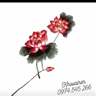 Vải ren thêu hoa sen