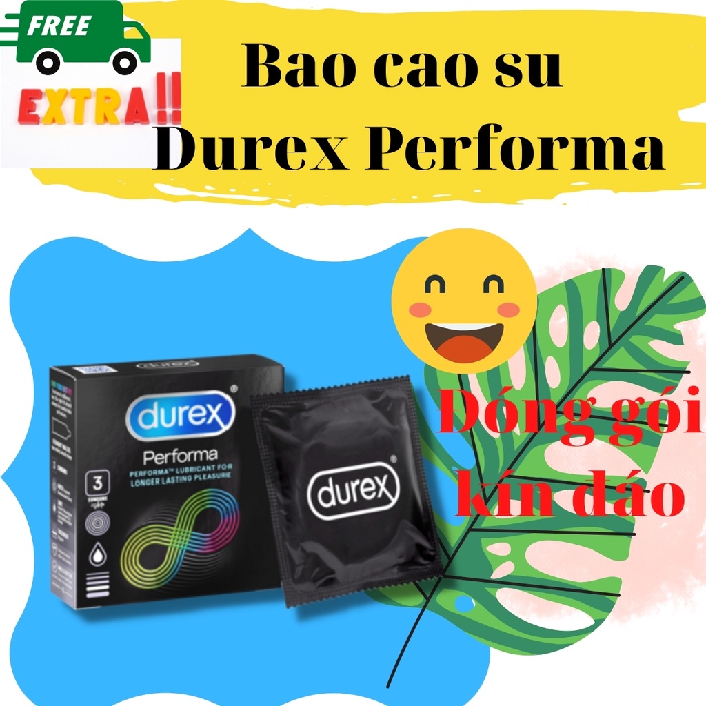 [Có video ảnh thật]Bao cao su Durex Performa hộp 3 chiếc bcs durex kéo dài thời gian