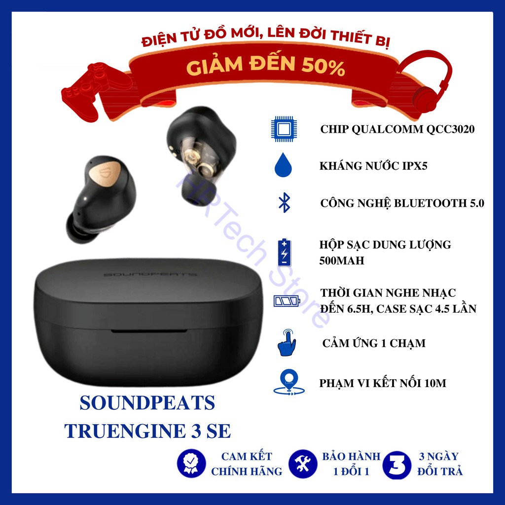 Tai Nghe Không Dây Soundpeats Truengine 3 SE Game Mode QCC3040 Phiên Bản Mới