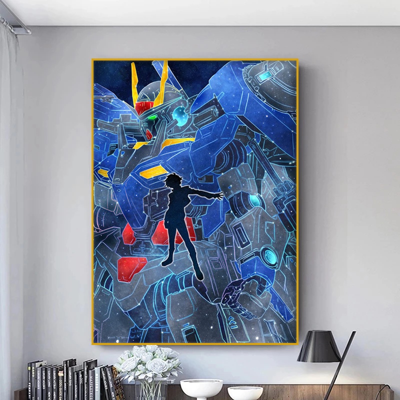 Bộ Tranh Vải Canvas Vẽ Hình Gundam Độc Đáo Trang Trí Nhà Cửa
