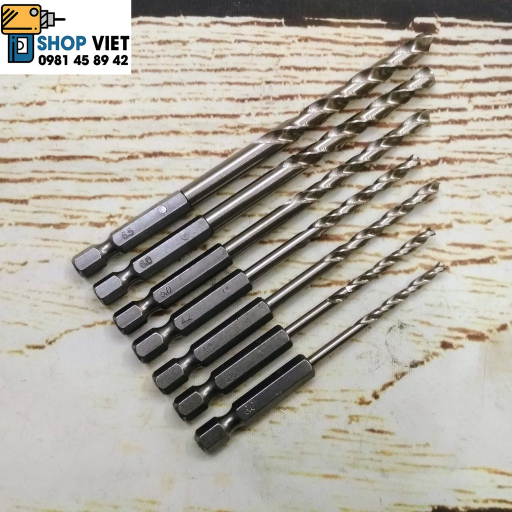 SV Bộ 7 mũi khoan cao cấp thép M35 chuôi lục giác phủ Coban
