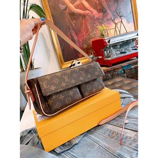 Túi LV kẹp nách dáng hộp 2 ngăn nhỏ 2 dây đeo Fullbox - ảnh thật