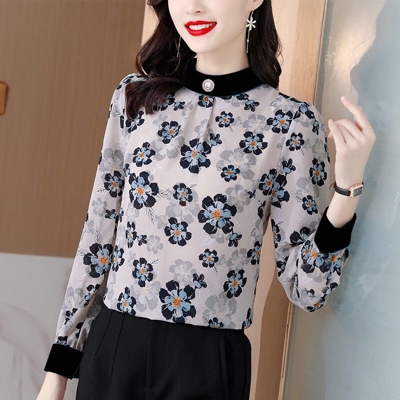 Áo thun tay dài cổ cao size lớn cho phụ nữ trung niên