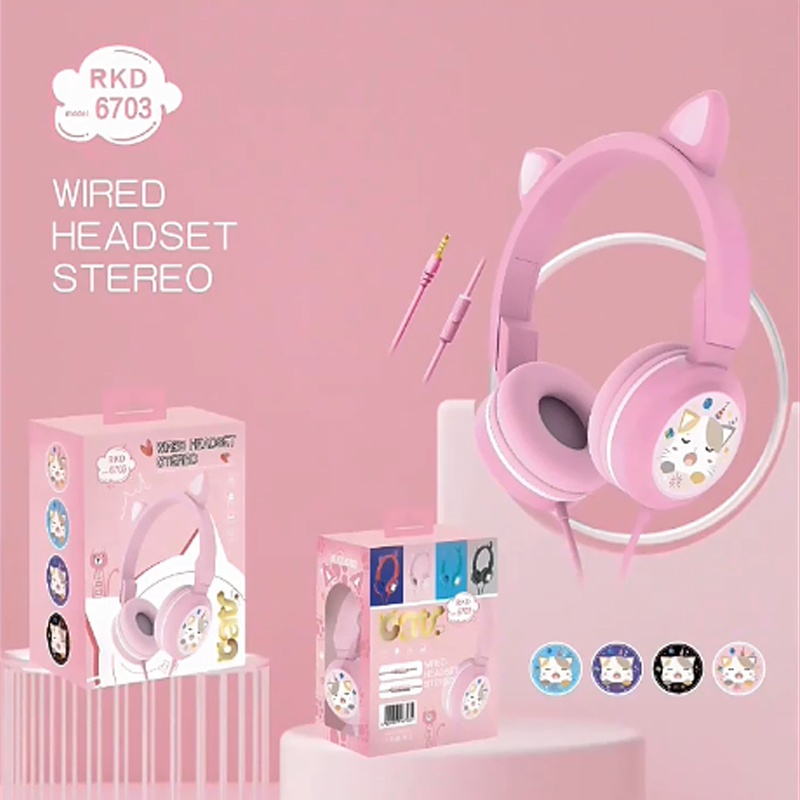 Tai Nghe Chụp Tai Hình Tai Mèo Dễ Thương Có Dây Kèm Mic Cho Máy Tính Bảng/Laptop/MP3