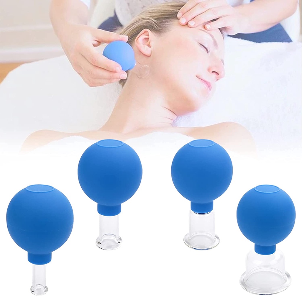 Set 4 Cốc Giác Hơi Bằng Silicone Dùng Mát Xa Mặt Chống Cellulite