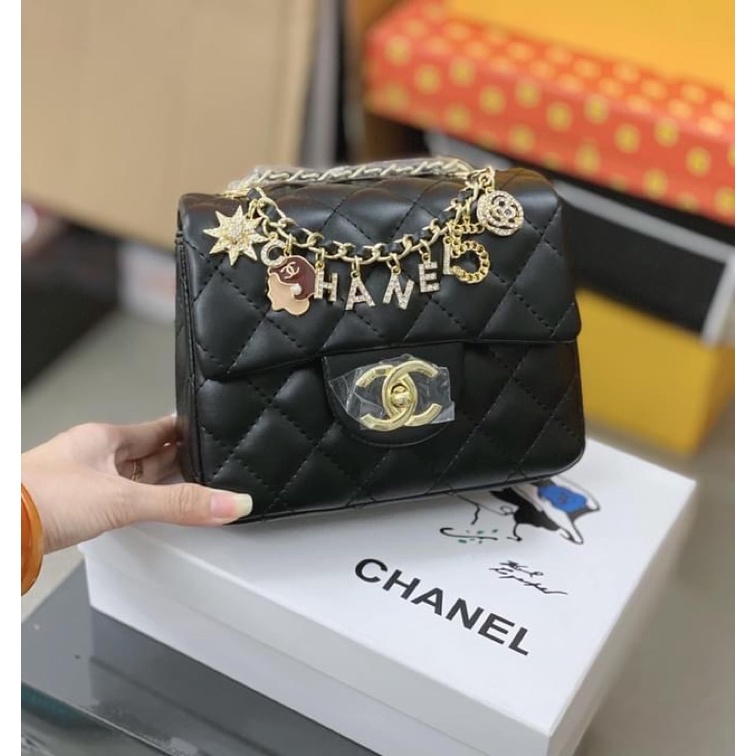 Túi đeo chéo nữ cn classic 5 kèm phụ kiện đính đá hàng Super