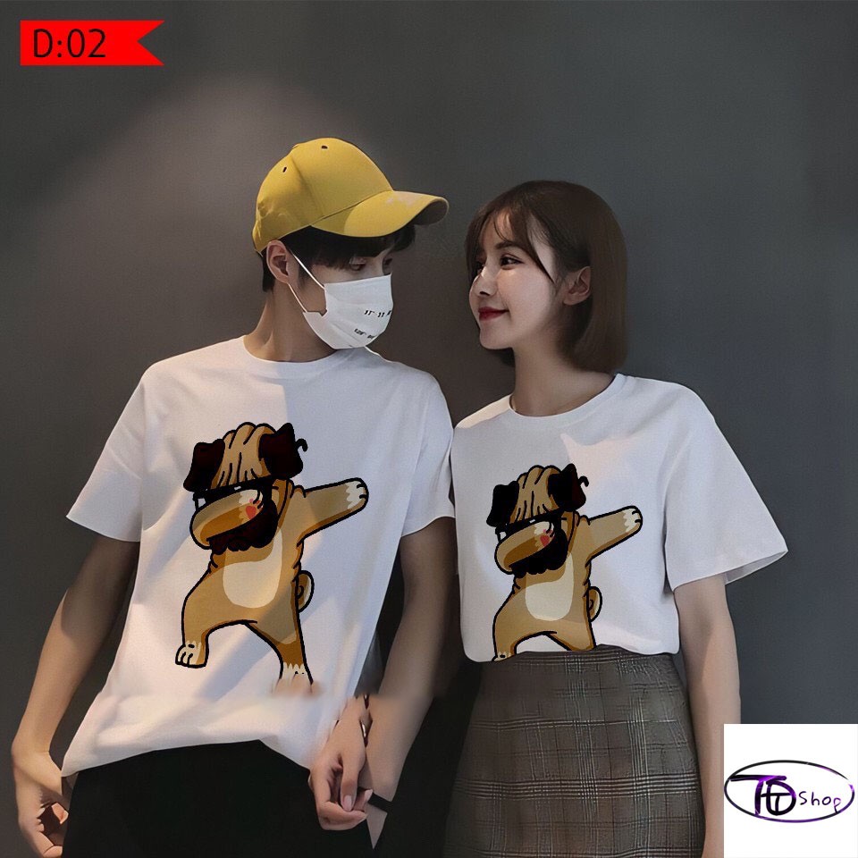 Áo Đôi⚜️Tự Thiêt Kế⚜️Áo Cặp Đôi Nam Nữ Cotton dễ thương