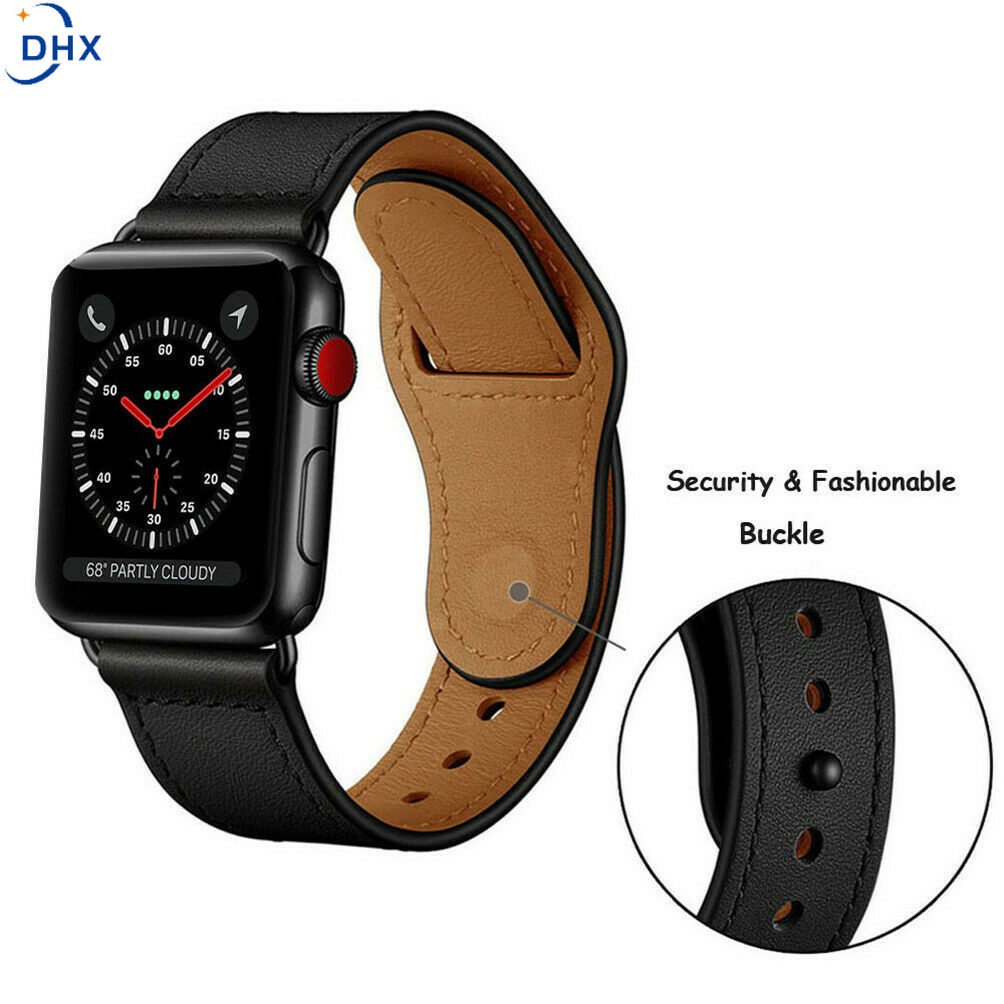 Dây đeo bằng da thật cho đồng hồ thông minh Apple Watch Series 7 6 5 4 3 2 SE 40/44mm