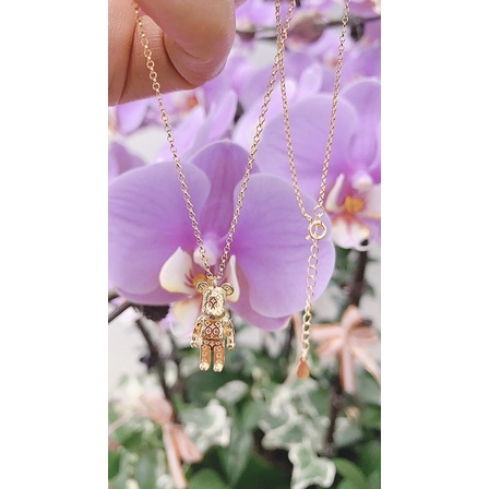 Dây chuyền bạc nữ 925 gấu BearBrick,Dây chuyền gấu Bear Brick bạc 925 cao cấp-Minh Tâm Jewelry