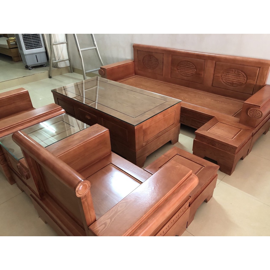 Bộ Bàn Ghế Sofa Phao Đối Gỗ Sồi