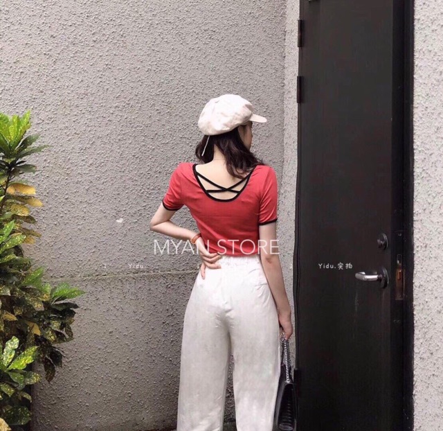 Áo kiểu dây đan sau cổ