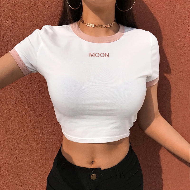 Áo Thun Tay Ngắn Cổ Tròn In Chữ Thời Trang Cá Tính