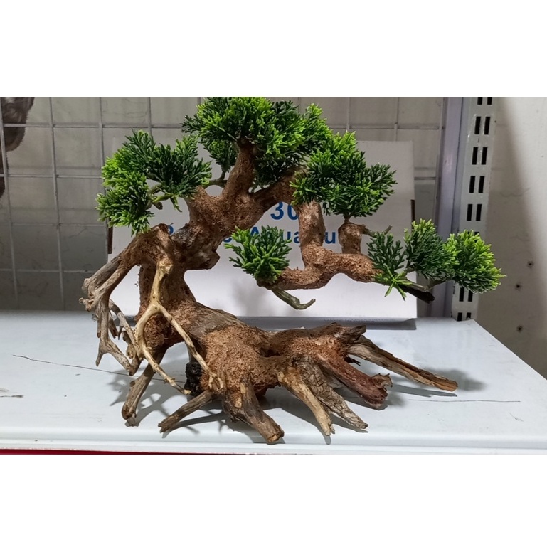 Lủa bon sai ghép cây nhựa trang trí bể cá