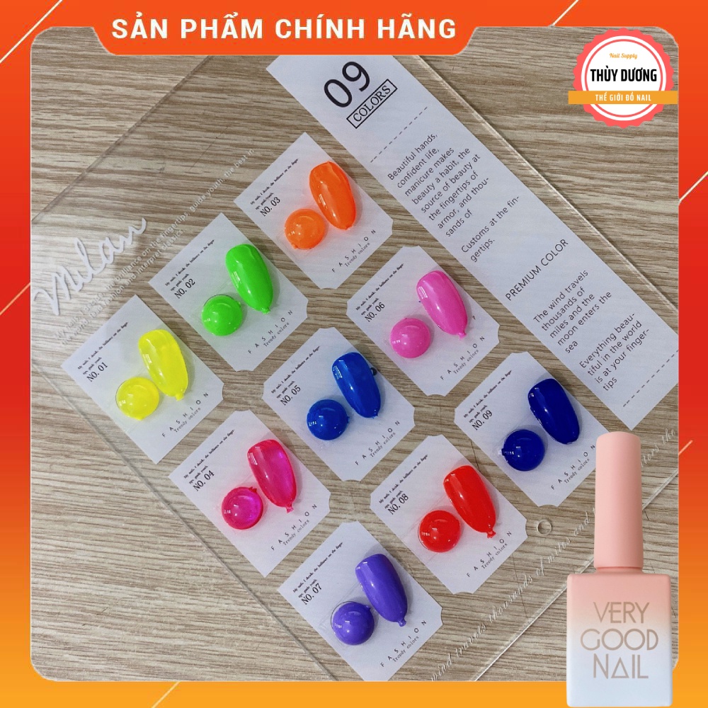 [03] Set sơn gel thạch 9 màu Very Good Nail chính hãng 15ml + tặng kèm bảng màu