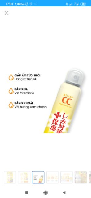 Xịt khoáng dưỡng trắng da chống thâm nám Melano CC B-Or