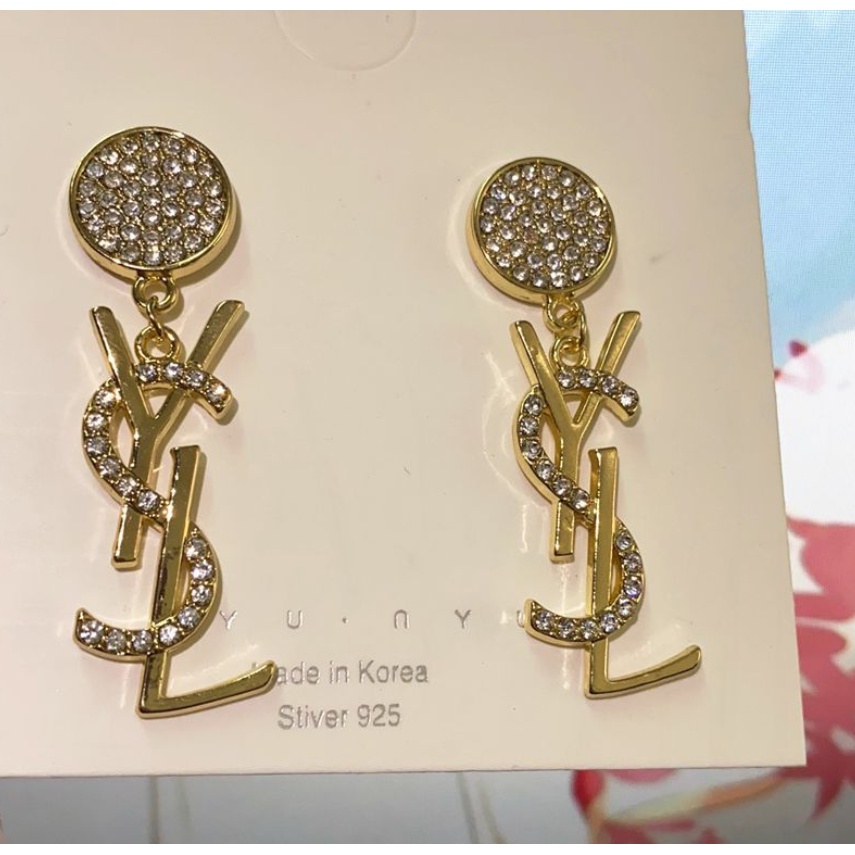 Bông Tai Chữ Đính Đá Thời Trang Nữ Tính