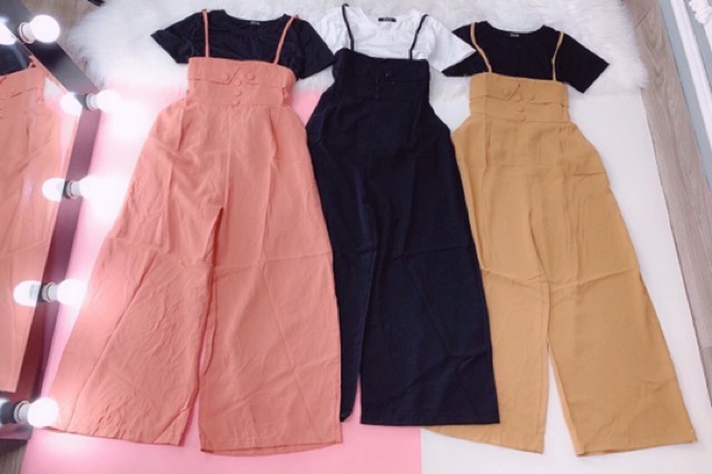 Sét bộ yếm cát hàn quần ống rộng | BigBuy360 - bigbuy360.vn