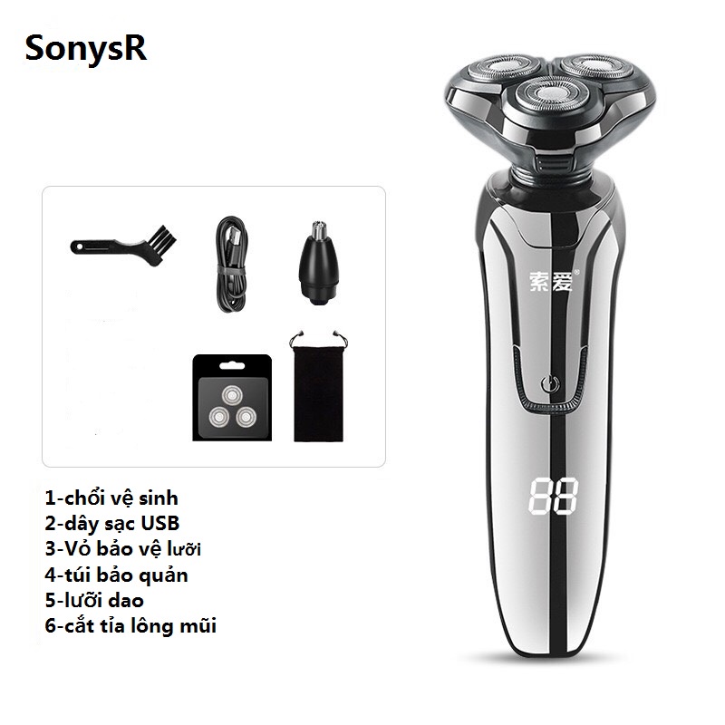 Máy cạo râu 4d sonysR,máy cạo râu đa năng 4 in 1 chống nước ip X7