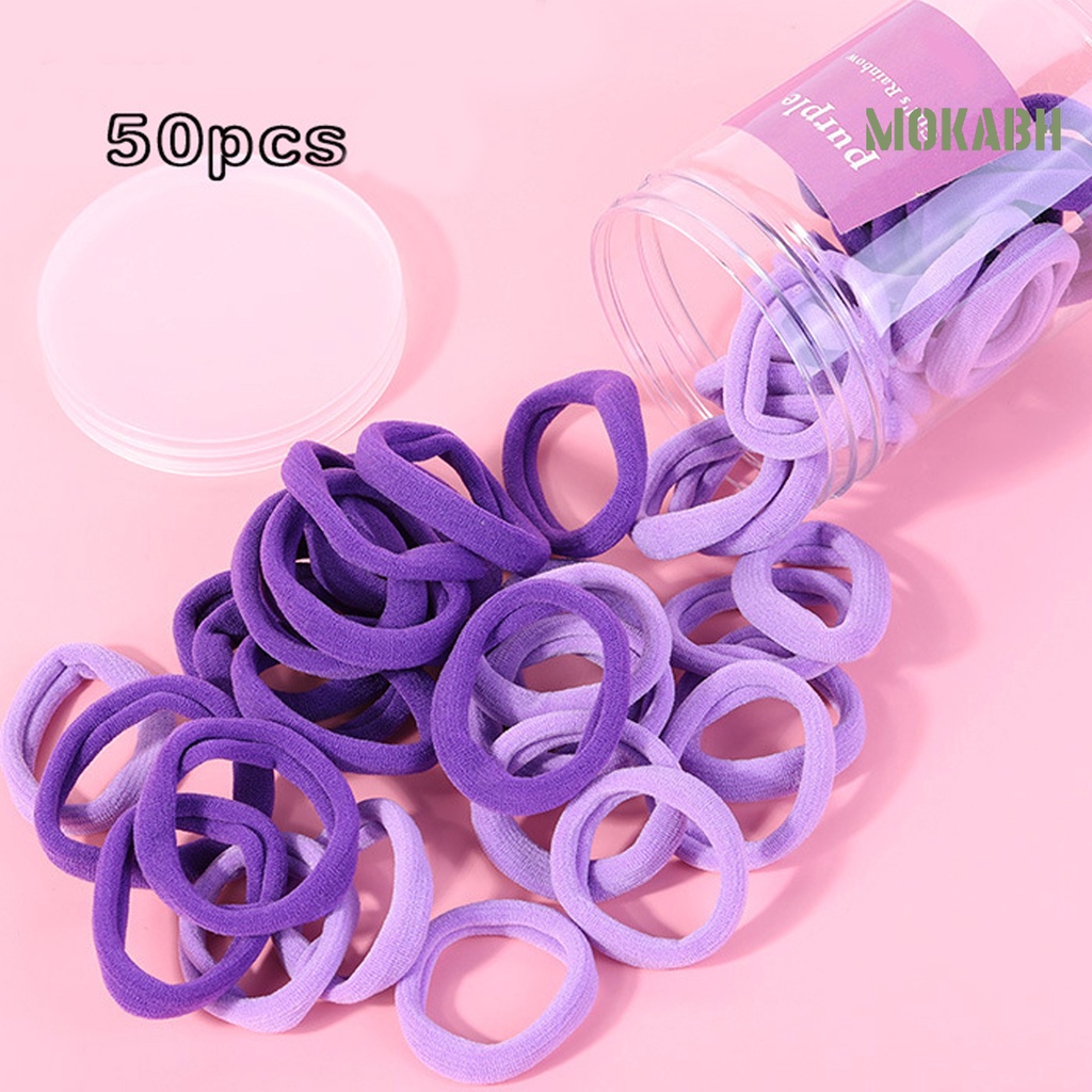 Hộp 50 Dây Cột Tóc Dày Dặn Siêu Co Giãn Chống Trượt Màu Sắc Tinh Khiết