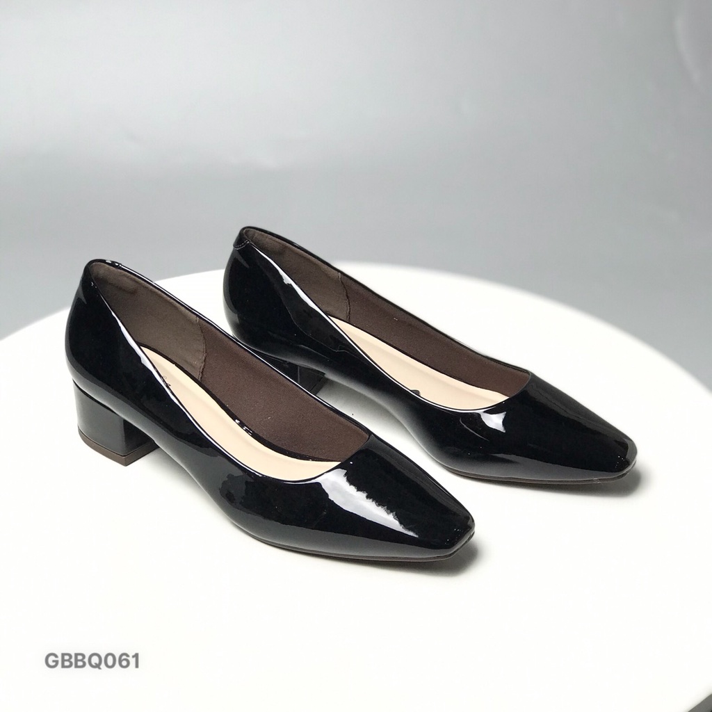 Giày công sở nữ BQ ❤️FREESHIP❤️ Giày cao gót mũi vuông da bóng đế trụ 4cm GBBQ061