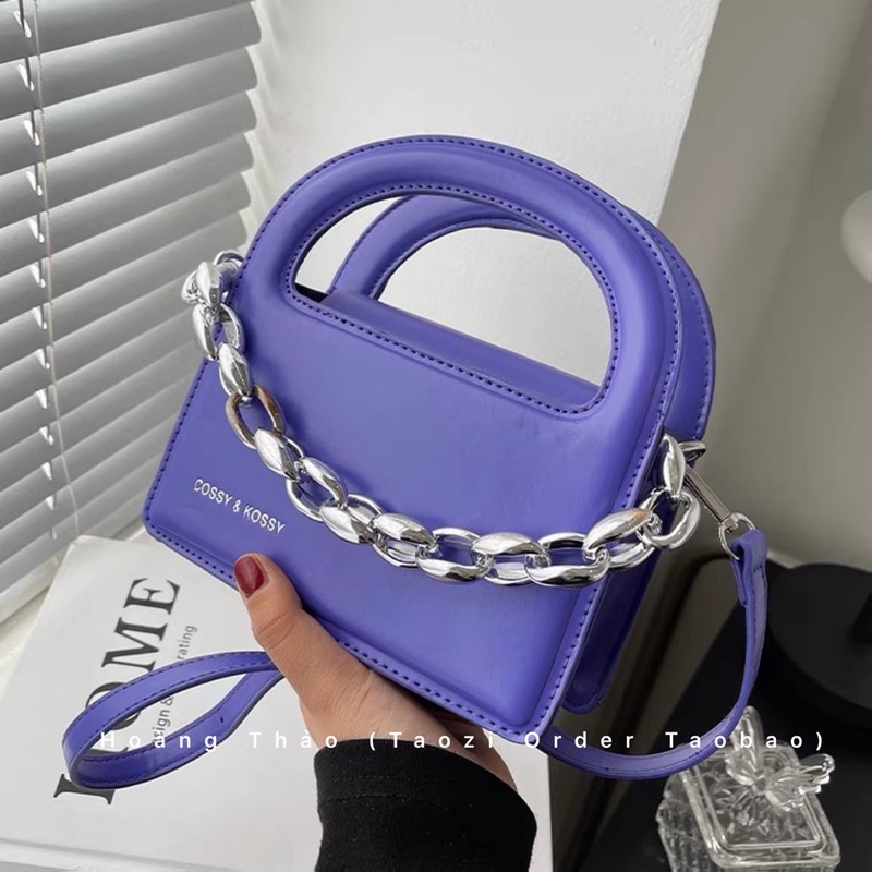 Túi đeo chéo quai xách dáng vuông đứng phối xích màu mới hot 2022